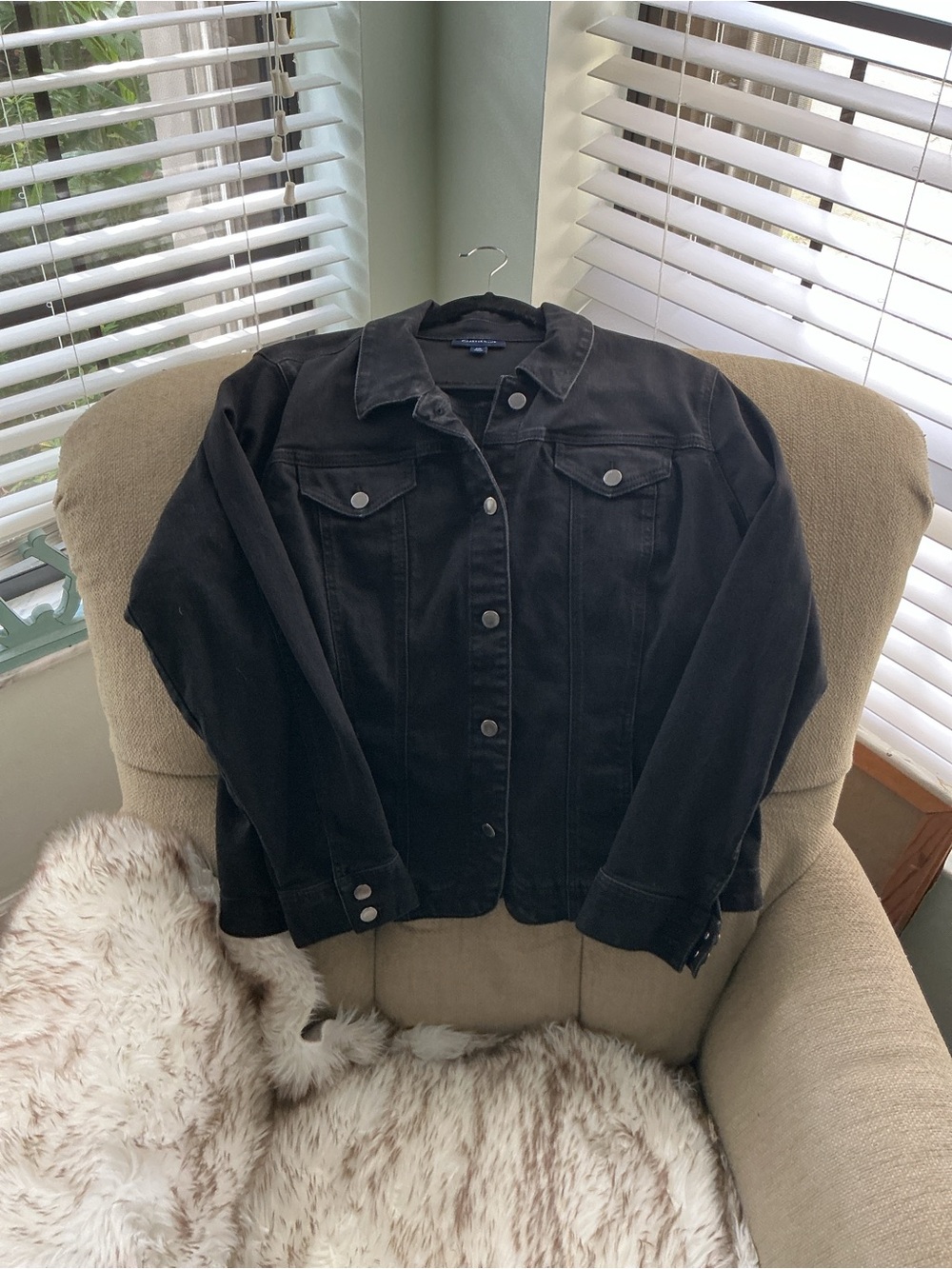 Plus Size Charter Club Black Denim Jacket — Button-Front Jean Jacket